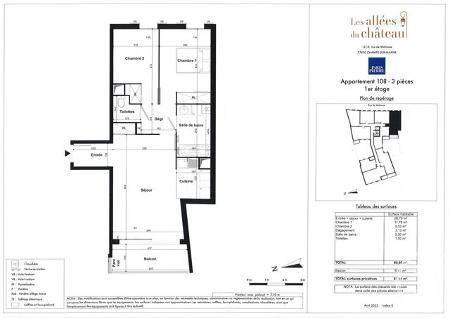 Appartement Local à louer - 3 pièces - 60.6 m2 - CHAMPS SUR MARNE - 77 - ILE-DE-FRANCE - Century 21 Agence Du Val
